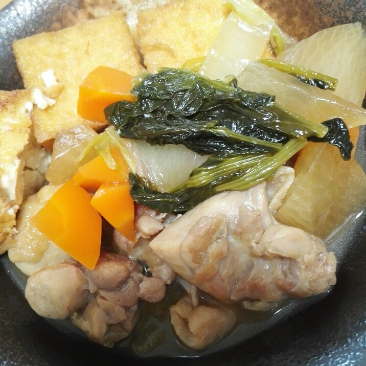 優しい味わい✨厚揚げと根菜の煮物